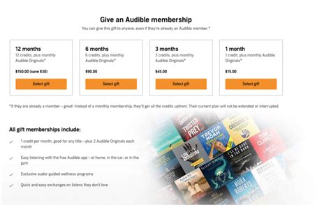 gift   audible membership  specific audiobooks