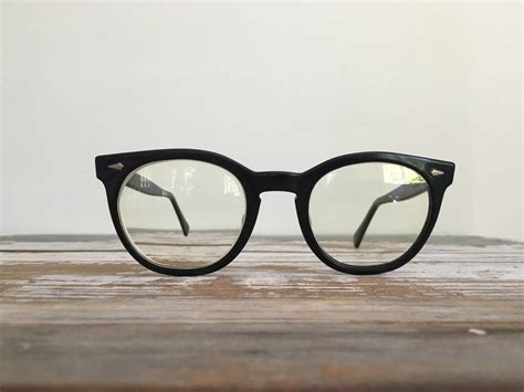 60s eyeglasses horn rimmed american optical black frames beatnik