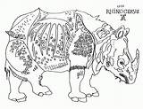 Rhinozeros Nashorn Rhino Dürer Coloring Ausmalbild Albrecht Durer Kostenlos sketch template