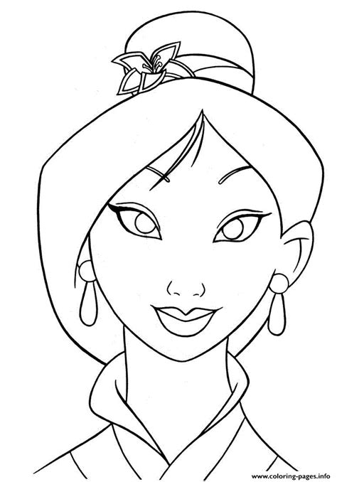 face  princess mulan coloring page printable