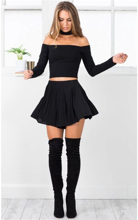 Addicted To You Crop Top In Black Little Black Skirts Short Dresses