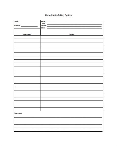 cornell note  templates   ms word