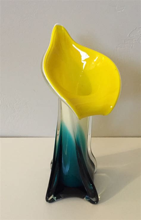 murano cased art glass jack in the pulpit calla lily vase hand blown