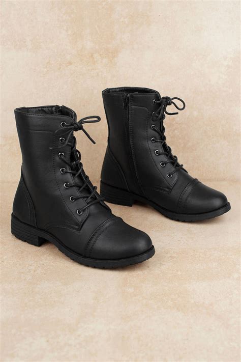 tasha faux leather combat boots in black 60 tobi us