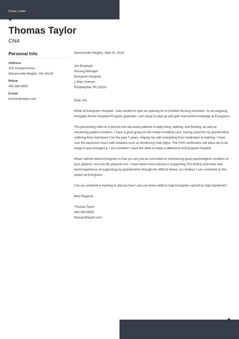 cna cover letter  hospital   experience good display modern
