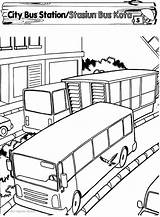 Bus Station Coloring Pages City Netart sketch template