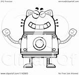 Robot Cartoon Evil Cat Clipart Coloring Outlined Vector Thoman Cory Without Royalty sketch template