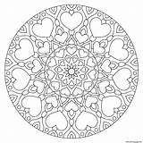 Mandala Valentine Coloring Pages Printable Hearts Flower sketch template
