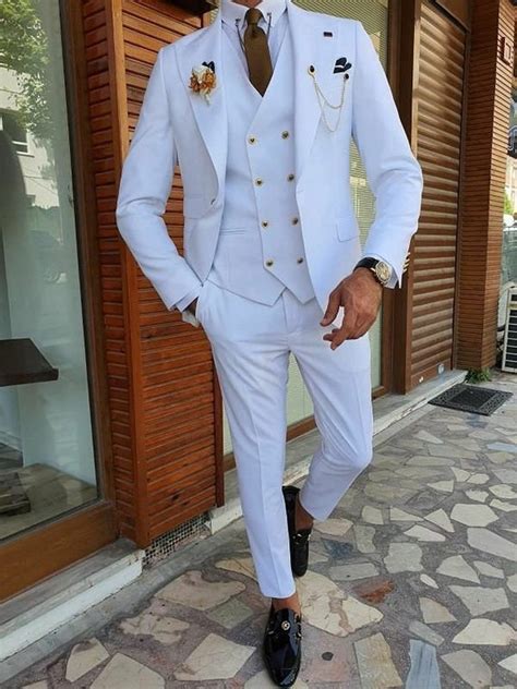custom  white suit slim fit wedding suits  men suits  man