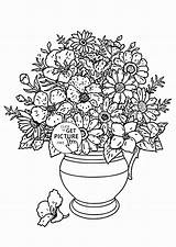 Coloring Vase Flowers Pages Flower Realistic Kids Drawing Bouquet Book Printable Clipart Drawings Sunflower Printables Mothers Adults Adult Floral Getdrawings sketch template