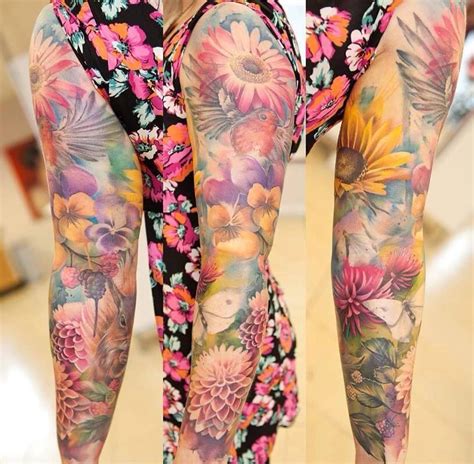 Girly Sleeve Floral Tattoo Sleeve Full Sleeve Tattoos