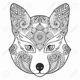 Fox Head Coloring Drawing Animal Totem Pole Vector Cartoon Hand Pages Ethnic Zentangle Getdrawings Getcolorings Illustrations Whit Choose Board Similar sketch template