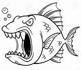 Fish Angry Vector Cartoon Coloring Animals Pages sketch template