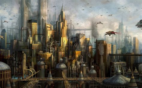 sci fi city cities artwork art futuristic wallpaper   wallpaperup