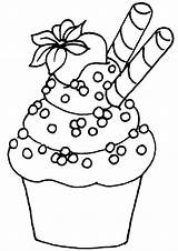 Cupcakes Colorir Birthday Ice Bolos Tegning Tulamama Stamps Sorvetes Creams Digi Bordar Billedkunst Pekes Malesider Ausmalbilder Dxf Malebøger Tambour Skabeloner sketch template