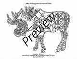 Moose Outline Coloring Inverted Mountainous Deviantart sketch template