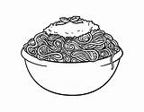 Spaghetti Coloring Pasta Book Food sketch template