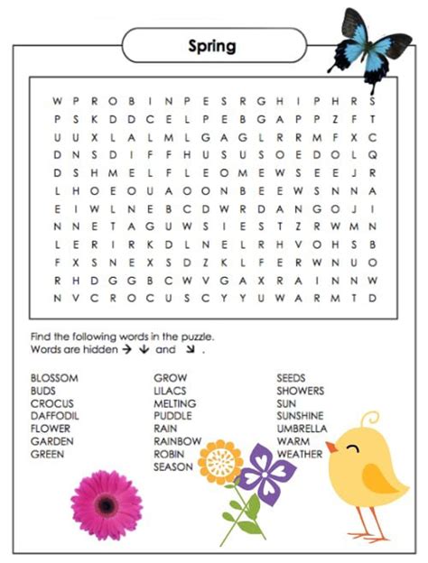 spring word search  coloring pages  kids