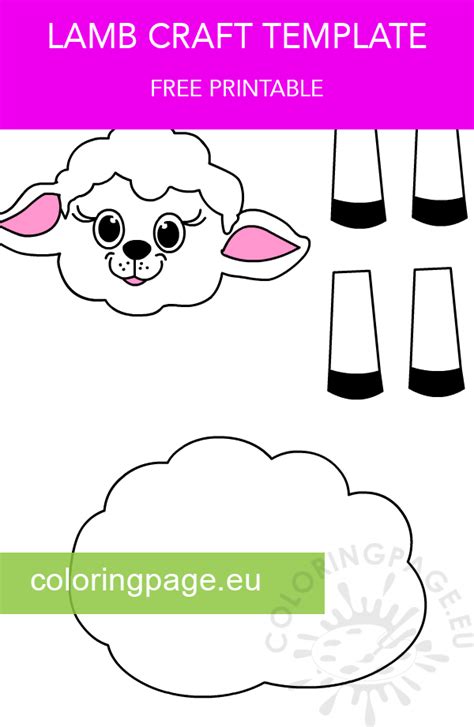 lamb craft template printable coloring page