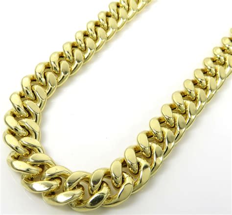 buy  yellow gold hollow miami cuban link chain   inches mm    icy jewelry