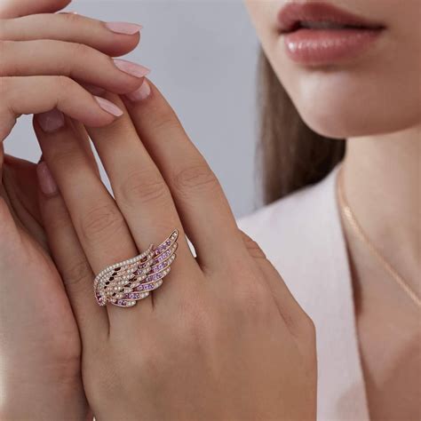 wings embrace pink sapphire and diamond ring in 18ct rose gold garrard