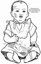 Doll Baby Composition Coloring Color Seated Collar Lacy Mouth Open Description Old sketch template