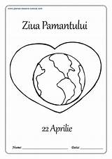 Colorat Ziua Pamantului Desene Planse Pamantesc Pamantul Globul Aprilie Inima Reciclare Imaginea sketch template