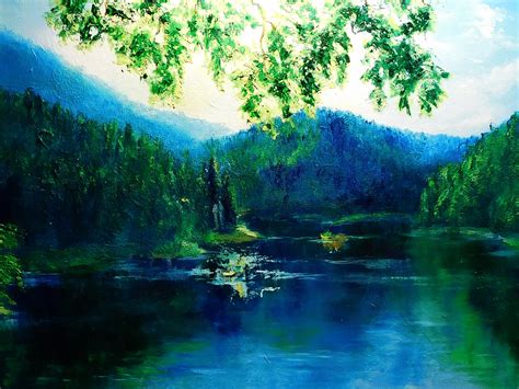 original oil painting lake   mountains home decor gift etsy uk