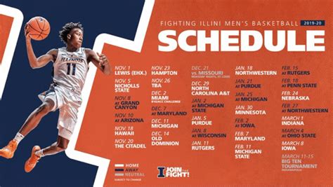 Illinois Releases 2019 2020 Basketball Schedule R Collegebasketball