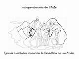 Independencia Andes Ejercito Martín Cruzando Liberador sketch template
