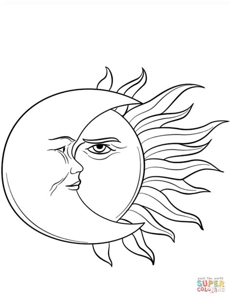 sun  moon coloring page  printable coloring pages