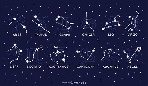 Conjunto De La Constelación Del Zodiaco Descargar Vector