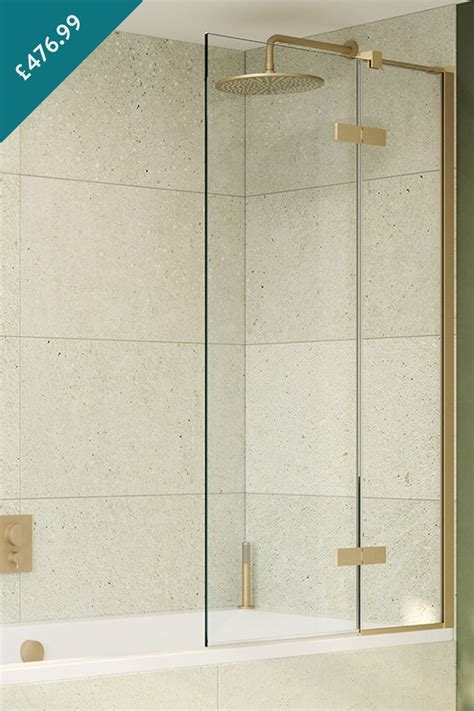 Crosswater Optix 10 Bath Screen With Inline Panel Brushed Brass