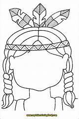 Coloring Headdress Native sketch template