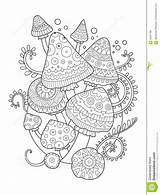 Mushroom Coloring Adults Vector Drawing Book Illustration Dreamstime Zentangle Tattoo Preview Cartoon sketch template