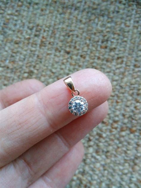 diamond simulant ct gold pendant vintage white cz tiny pendant