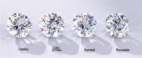 cubic zirconia  diamond  white sapphire  moissanite