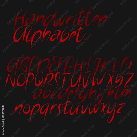 decorative alphabet  horror style handwritten brush letters