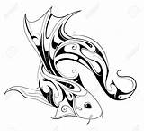 Koi Fish Tattoo Sketch Vector Tattoos Clipart Drawing Tribal Designs Drawings Clip Meanings Stock Poisson Carpe Illustration Visit Meaning Tatouage sketch template