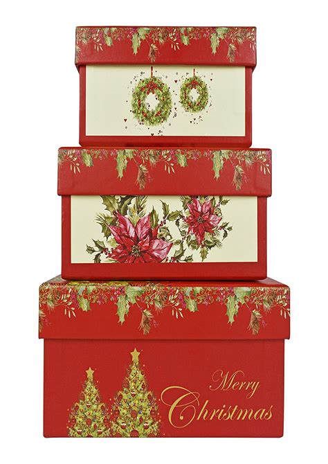 alef elegant decorative holiday themed nesting gift boxes  boxes