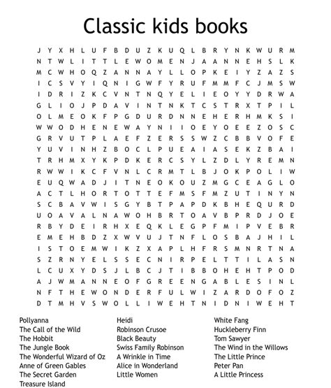 classic literature word search wordmint