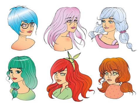 premium vector vector set  cute cartoon anime girl avatars