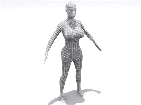 3d model high resolution female vr ar low poly max obj 3ds dxf