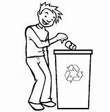 Garbage Throw Coloring Right Bucket People Recycling sketch template