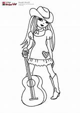 Cowgirl Coloring Pages Country Model Color Guitar Kids Pins Clipart Aurora Sleeping Beauty Library Popular Printable sketch template