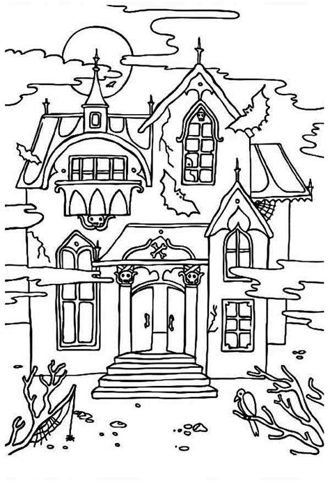printable haunted house coloring pages  kids