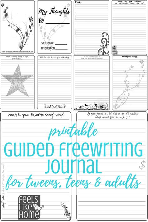 My Thoughts A Printable Guided Freewriting Journal For