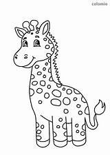 Giraffe Coloring Cute Baby Zoo Animals Pages Printable Sheets Safari Head sketch template