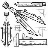 Tools Drafting Vector Doodle Sketch Drawing Mechanical Engineering Compass Architect Ruler Style Set Pencil Format Pdf Stock Dividers Includes Pencils sketch template