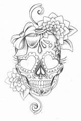 Tattoo Skull Tattoos Girly Sugar Vorlage Visit Oberschenkel Choose Board Zeichnungen sketch template